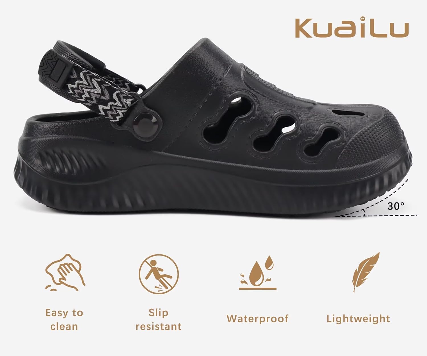 KuaiLu Womens Classic Recovery Clogs Comfortable Walking Cushion Sandals for Women Relif Plantar Fasciitis Ladies Orthotic Arch Support Slip-on Mules, Adult Slip Resistant Shoes