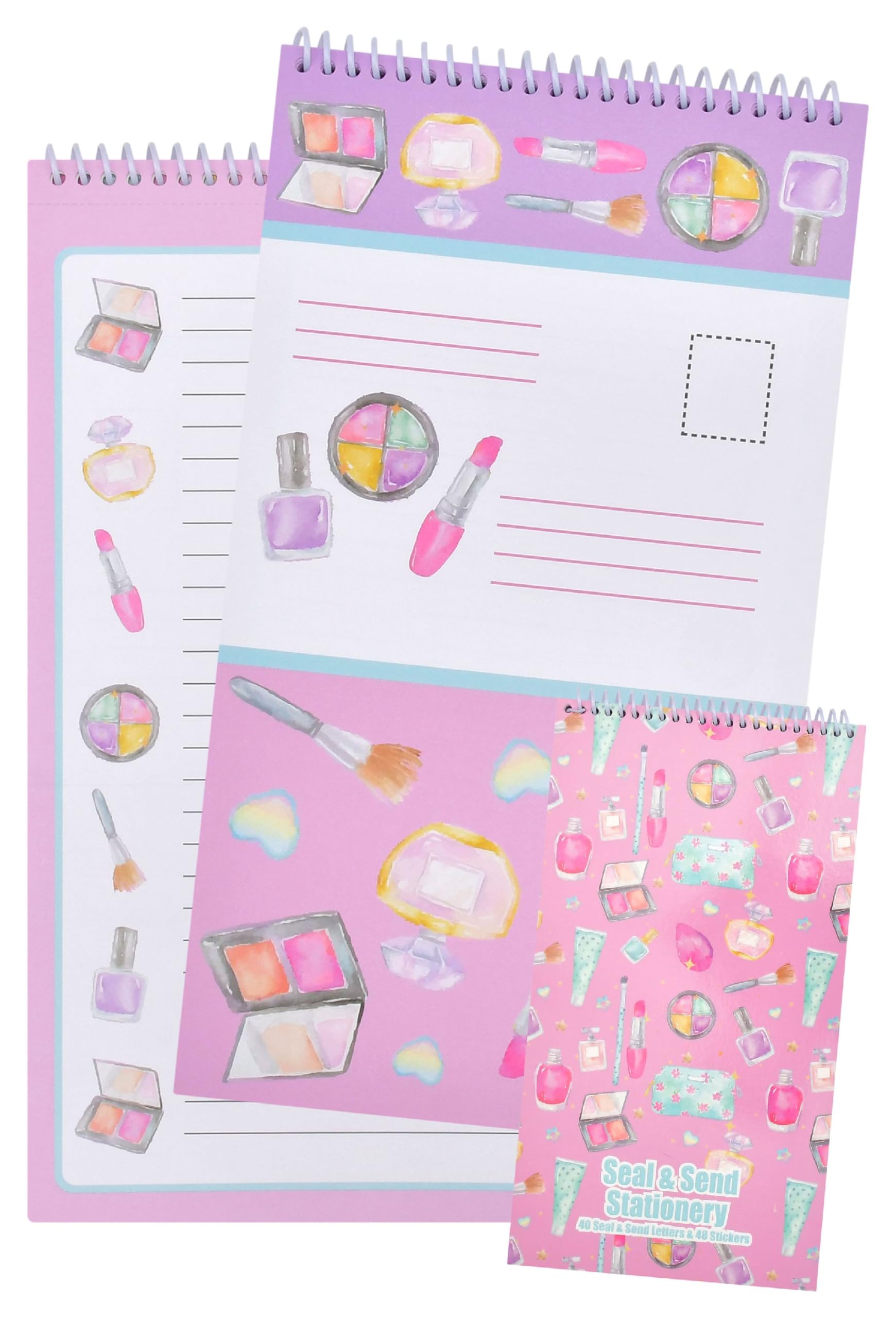 iscream Fold and Send Girls Stationery Card Pad with Seals - Makeup Counter