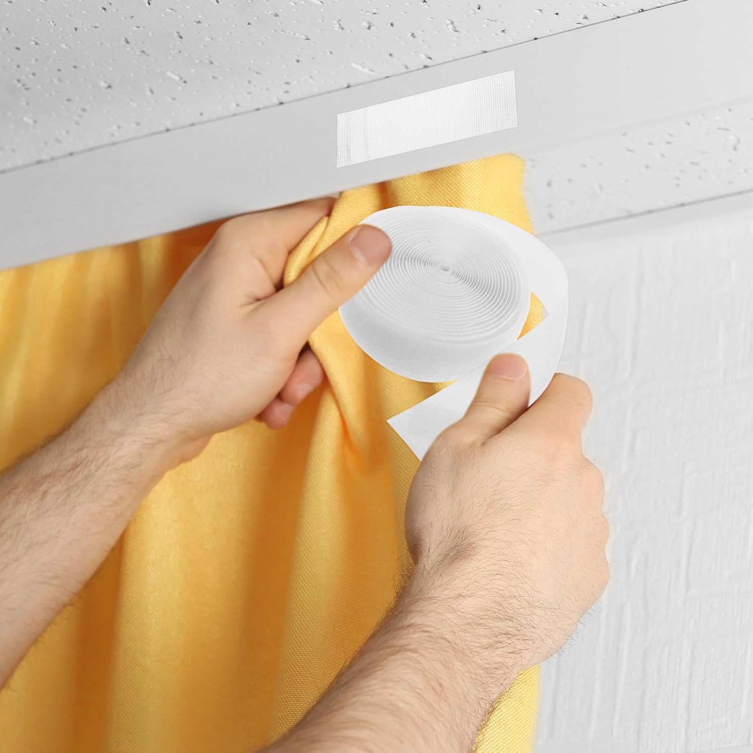 GALPADA Self-Adhesive Double Sided Hook Loop Tape for Curtains and Door Drapes Sticky Fastening Strips with Strong Grip for Indoor Outdoor Home School Office Use