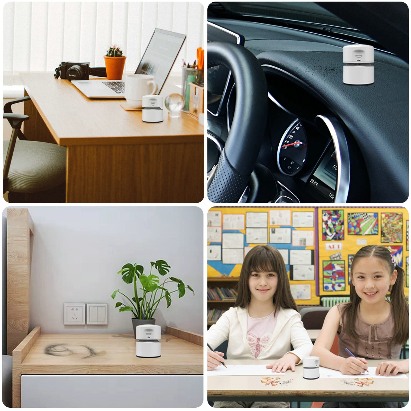 Cuteefun Aspirabriciole da Tavolo, Mini Aspirapolvere Ricaricabile USB, 120 Minuti di Autonomia, Spegnimento Automatico, Raccogli Briciole Girevole a 360° Senza Fili per Scuola, Ufficio, Casa, Bianco