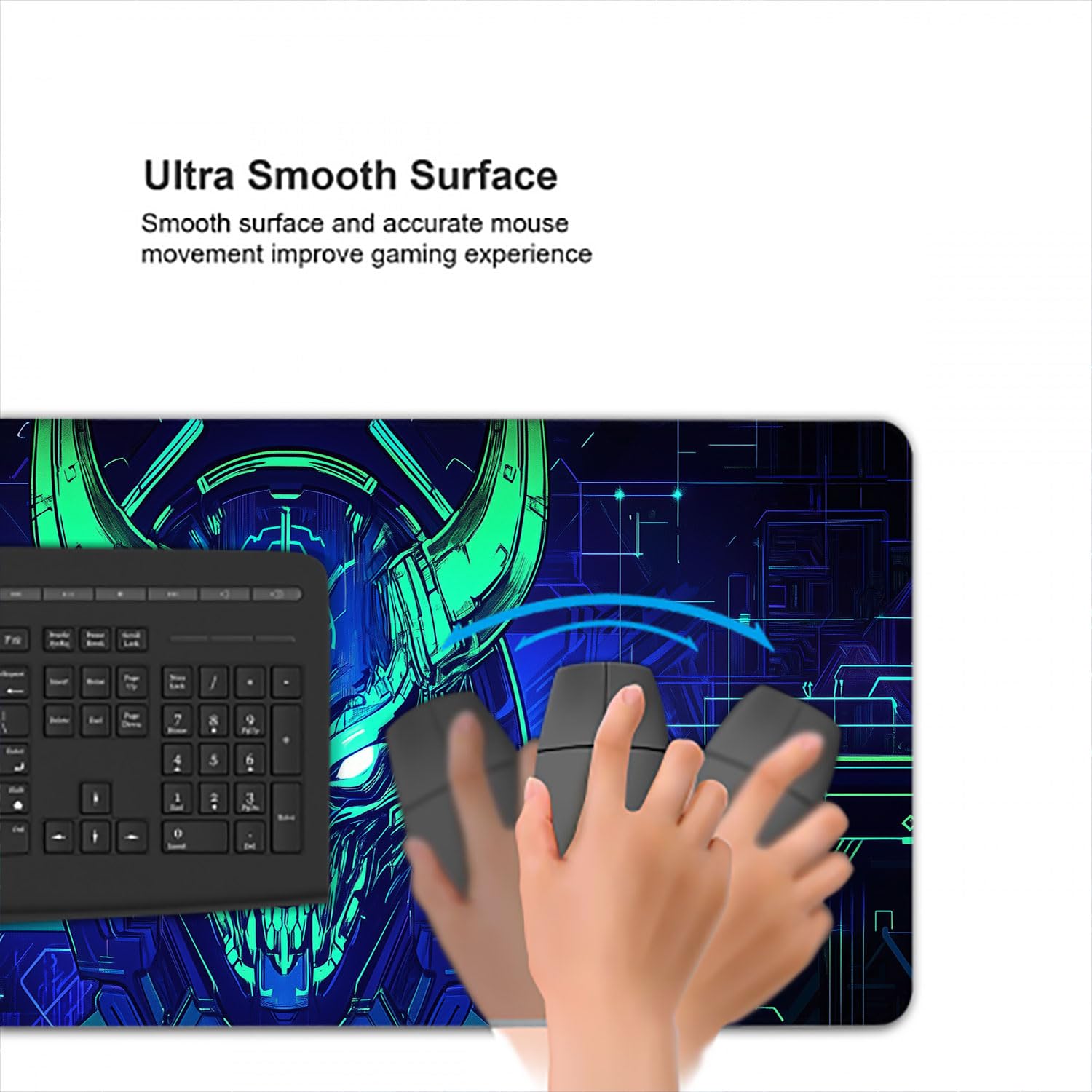 Alfombrilla de escritorio con máscara de samurái japonés, máscara de fantasía futurista, alfombrilla de mouse XL, alfombrilla de mouse grande extendida para teclado para laptop, alfombrilla de