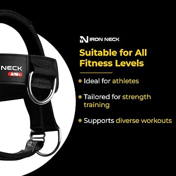 Alpha Neck Trainer - Exercise & Workout Equipment | Versatile Neck Exerciser, Strengthener, Trainer with Adjustable Head and Chin Strap, Portable Head Harness for Weight Lifting