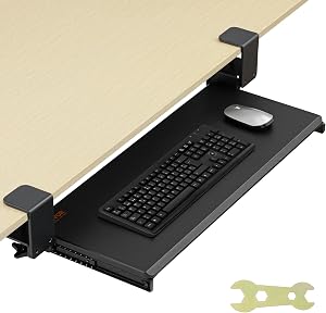 VEVOR Keyboard Tray Under Desk, Pull Out Keyboard/Mouse Tray Under Desk with Sturdy No-Drill C Clamp Mount, Large 26.8 x 11 inch Slide-Out Computer Drawer for Typing in Home, Office Work