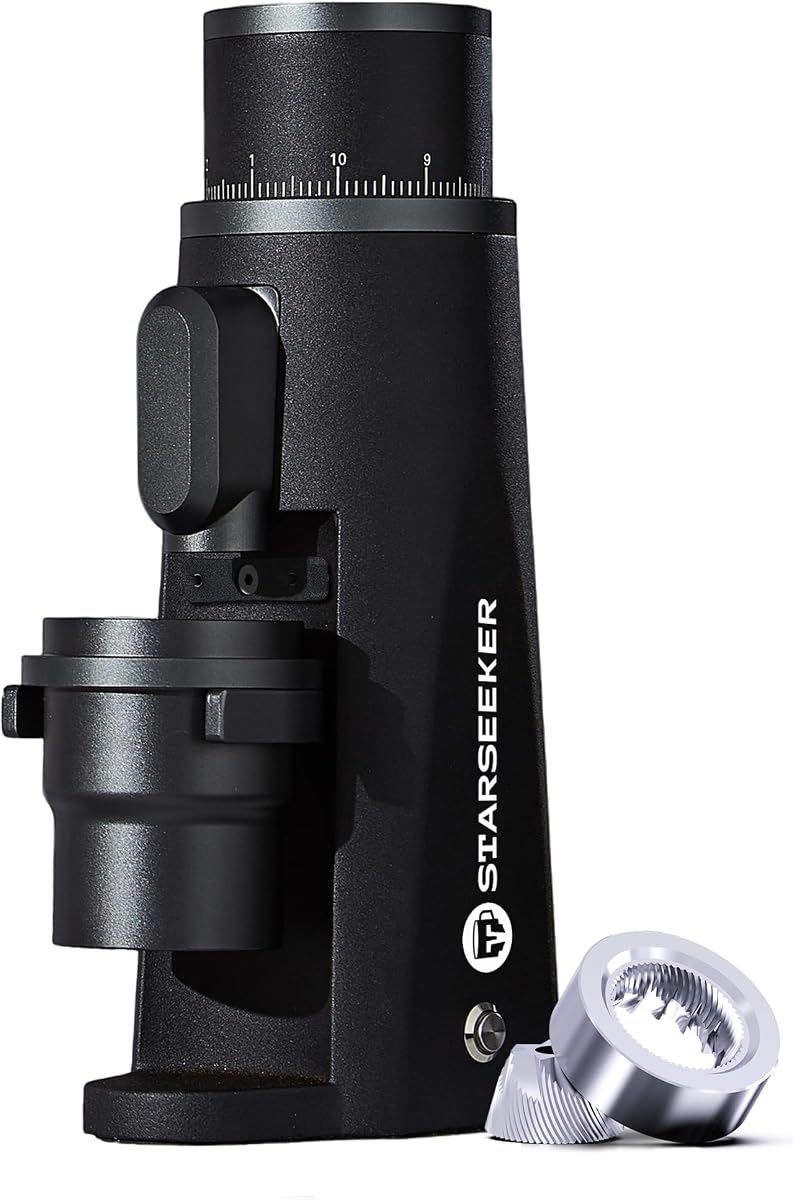 Molinillo de café eléctrico STARSEEKER EDGE, molinillo de café expreso de rebaba cónica de 48 mm | Cuerpo de aluminio CNC con microajuste de 0,1 mm, conducto magnético, molinillo de bajo ruido para espresso, vertido y prensa francesa