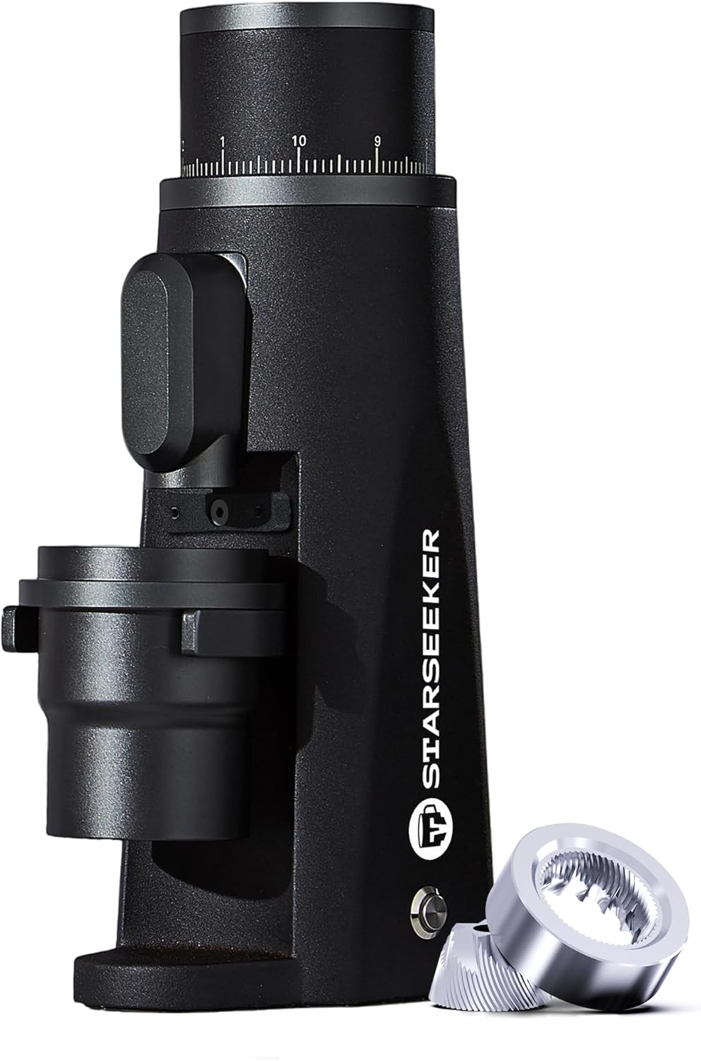 STARSEEKER EDGE Plasma Electric Coffee Grinder Aluminum Automatic Coffee Bean Grinder for French Press Drip Coffee and Espresso Removable Fineness Adjustment Magnetic Suction Port with Cup (Black)
