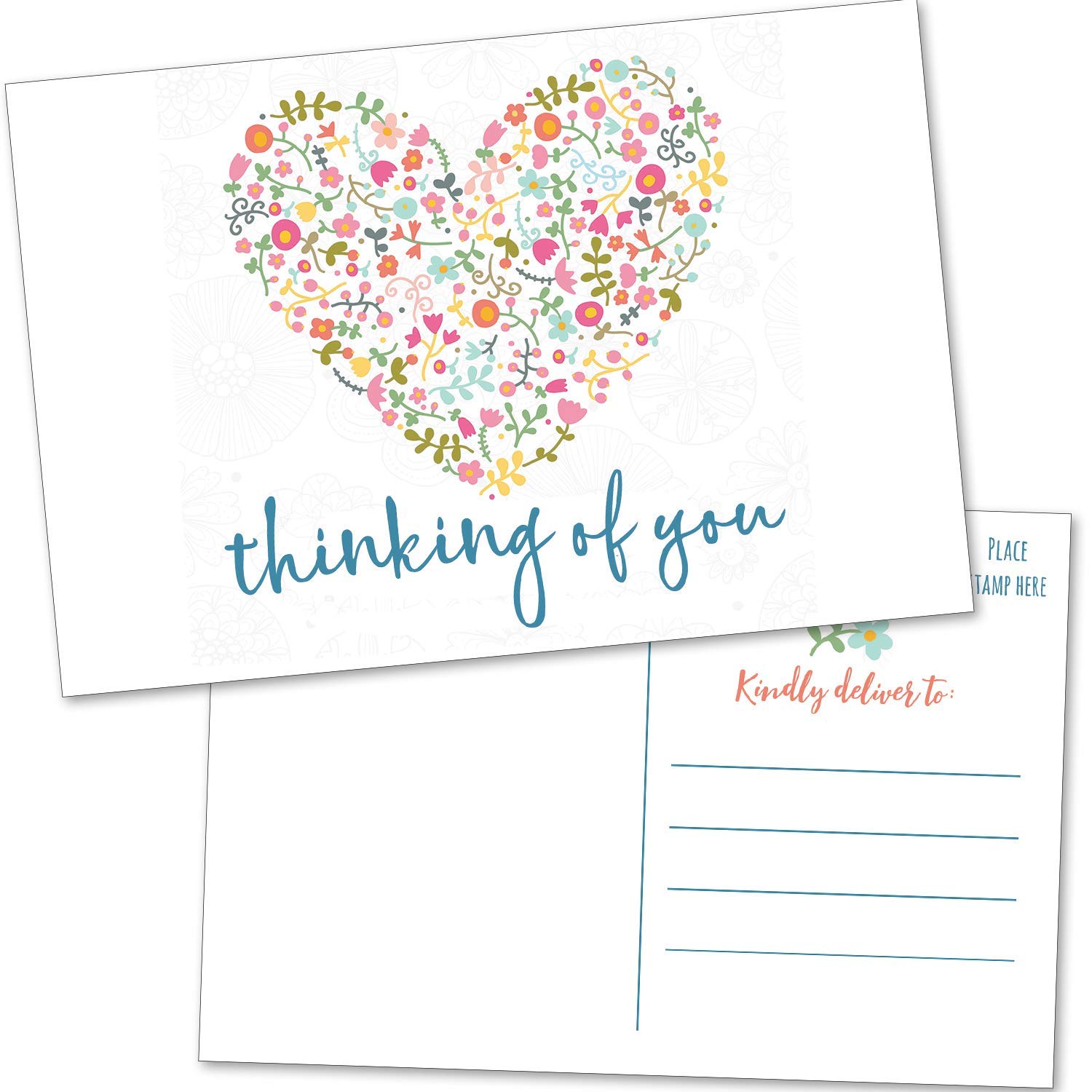 50 Thinking Of You Postcards - Coronavirus COVID-19 Greeting Cards - Bulk Blank Missing You Greeting Cards for Encouragement, Support, Friendship, Get Well Soon or Just Because Note Card