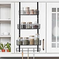 Vista 7 de CADUKE Organizador Negro Sobre la Puerta Organizador Sobre la Puerta Ganchos con Cesta de Almacenamiento Toalleros para Puerta de Baño Estante