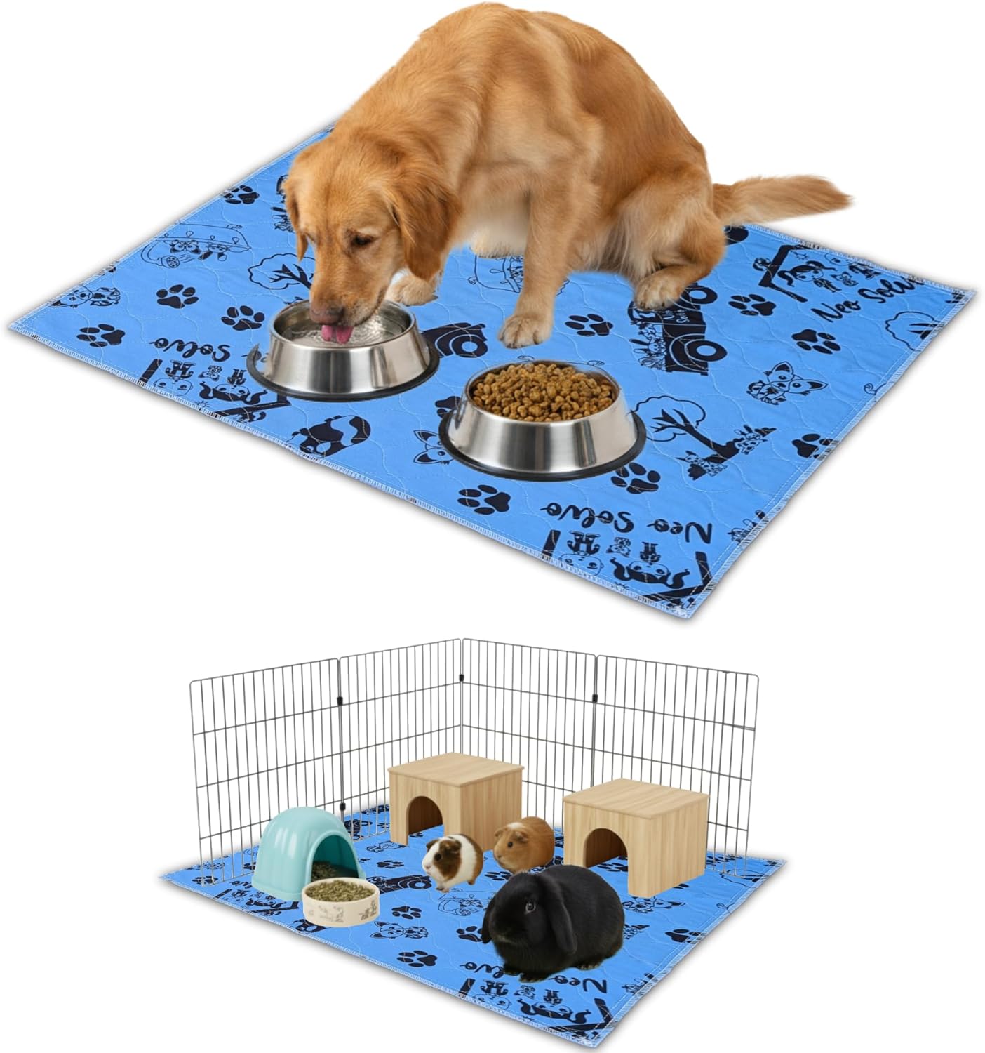 Giant XXL Pee Pad 63 x 47.2 Inches - Absorbent Reusable Waterproof Non-Slip - for Dog, Bunny, Guinea Pigs, Cat - Potty Training - Kitchen Floor - in Front of Litter Box - Cage Bottom