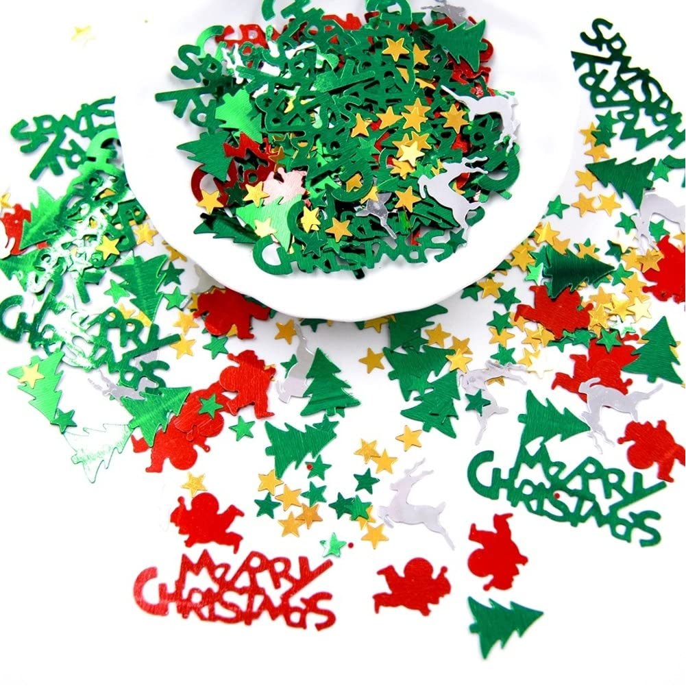 Casiler Multicolour Christmas Confetti Sequins 15G/Bag Festive Xmas Mixed Confetti Glitter Marry Christmas Table Decoration