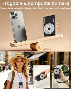 Digitalkamera 4K 44MP Vlogging Kamera für Kinder Jugendliche FHD Kompaktkamera Fotokamera mit 28 Bildschirm 16X Zoom Geschenke für Anfänger Studenten Jungen Mädchen
