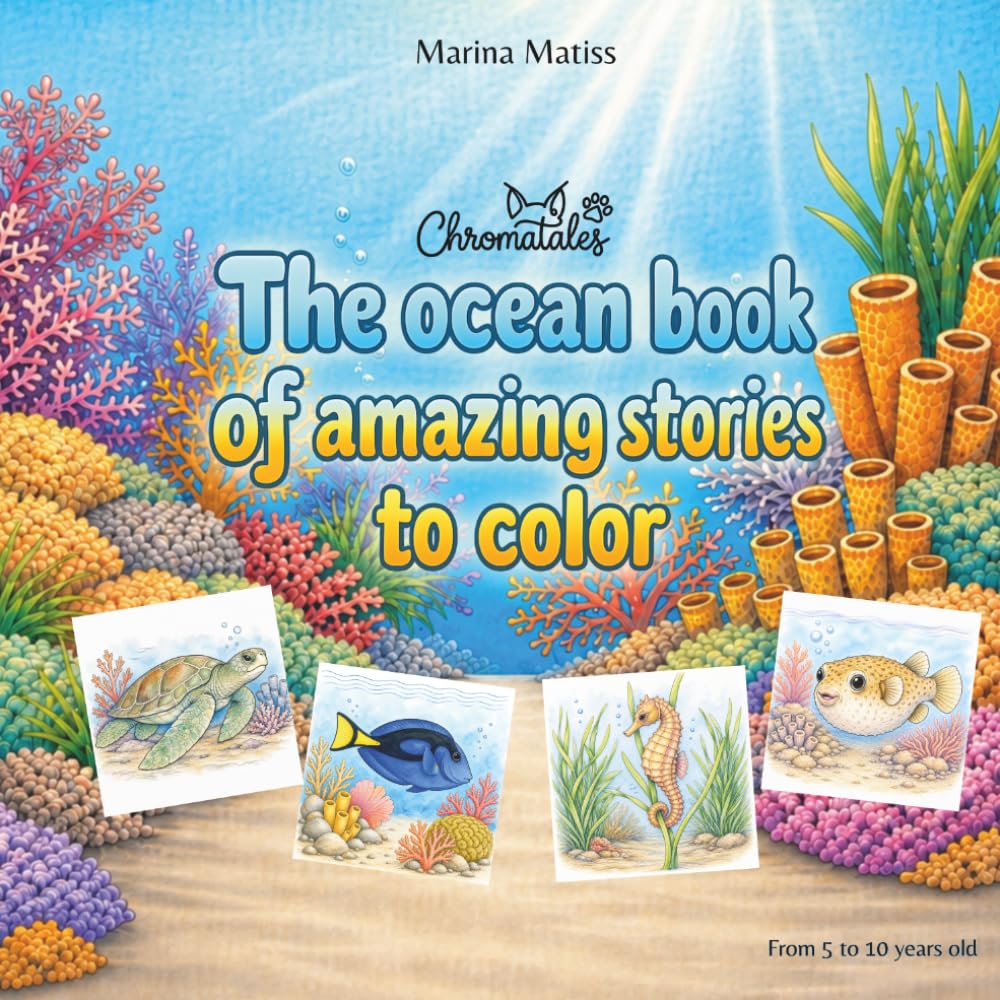 The ocean book of amazing stories to color: Coloring Book with True Stories About Real Ocean Animals | Sea Life Activity Book for Boys and Girls