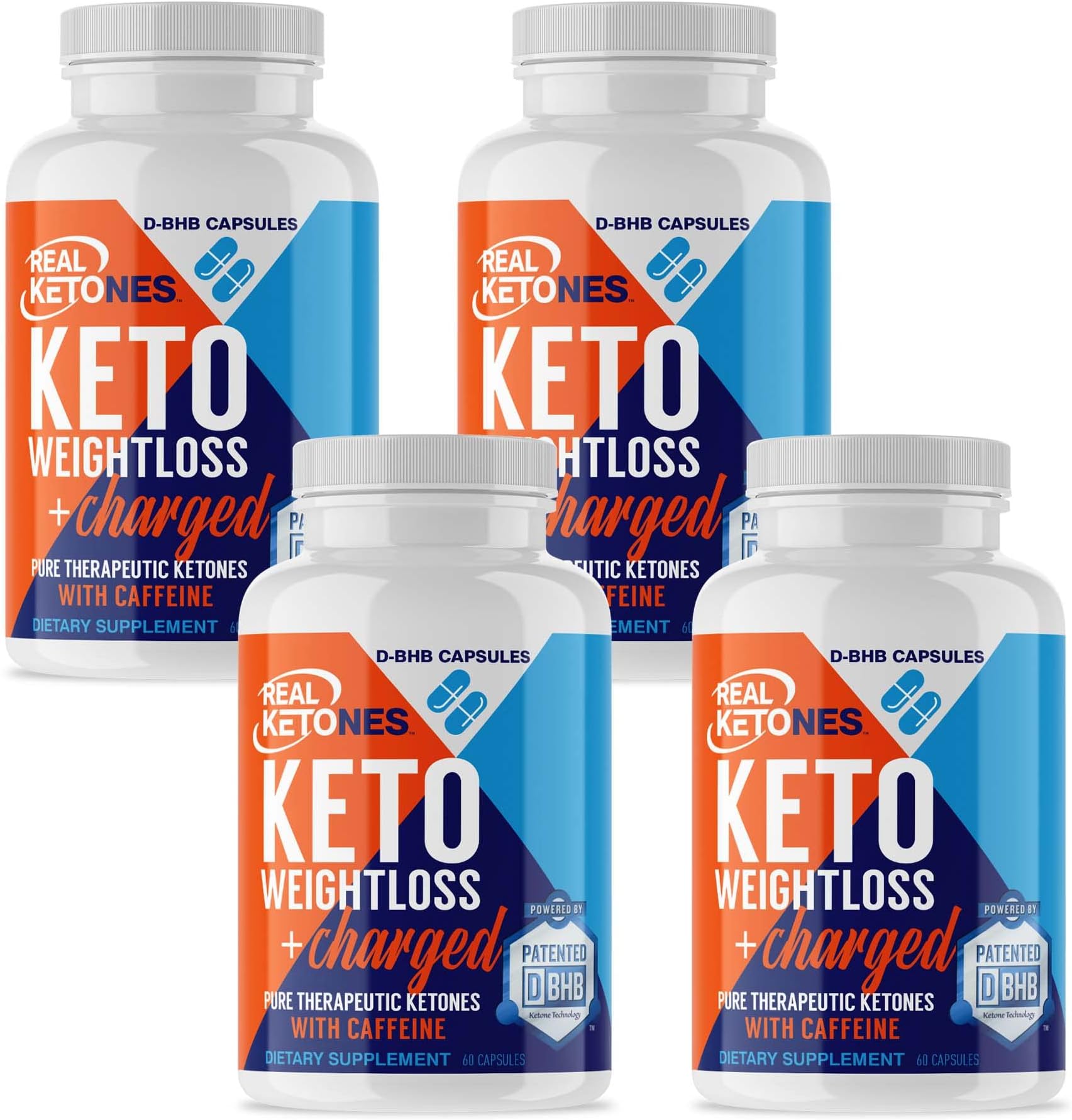Real Ketones - Day Time AM Caffeine Keto Pills - BHB Exogenous Ketones Capsules, Energy, Focus and Rapid Ketosis (60 Servings)