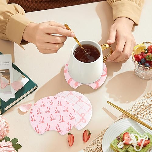 Miniatura 7 de 6 posavasos de automóvil con lazo rosa, posavasos para portavasos con ranura para los dedos, accesorios antideslizantes para el interior del