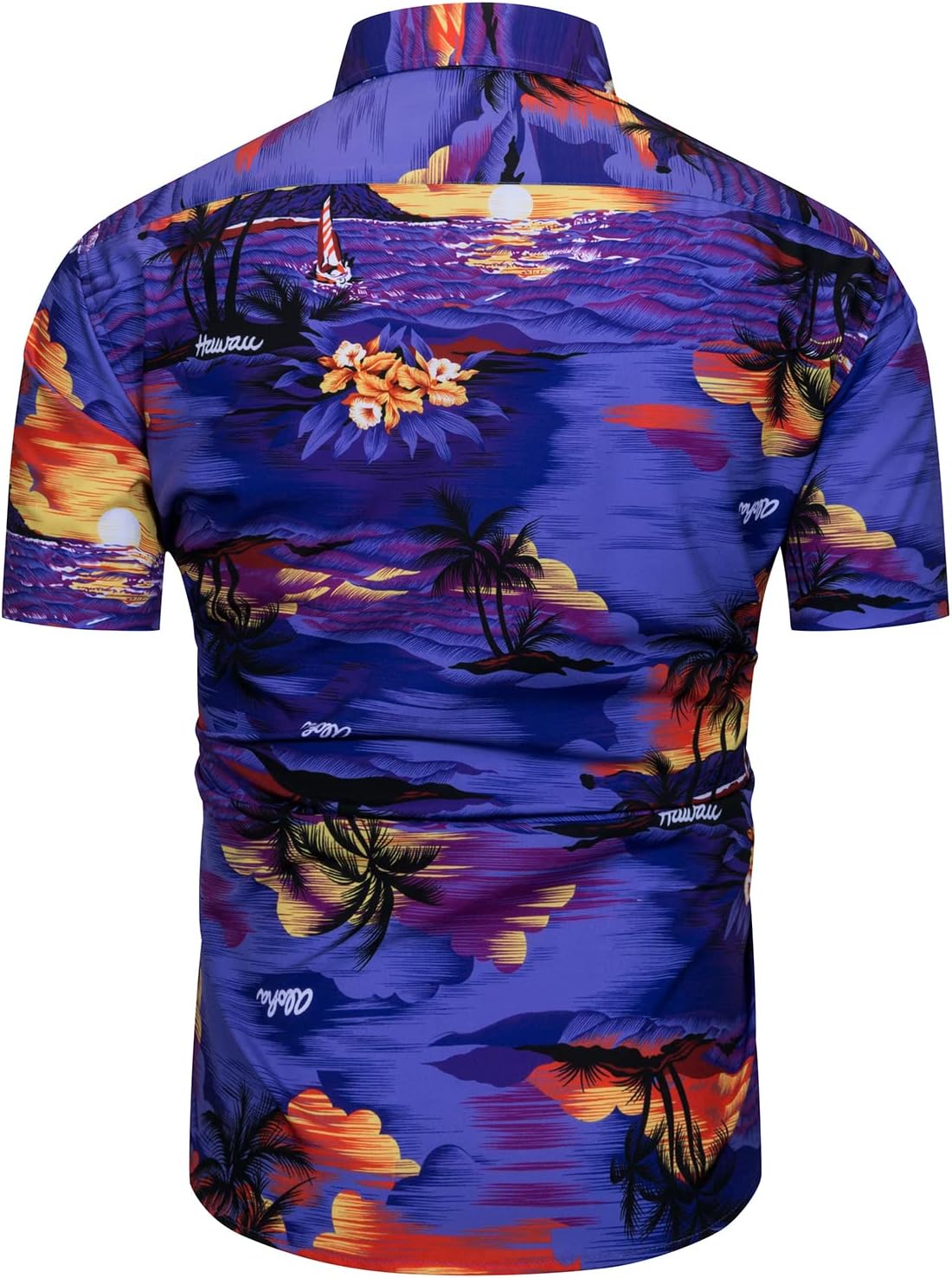 TUNEVUSE Mens Hawaiian Short Sleeve Shirt Suits Flower Print Suits Tropical 2PC Sets Button Down Shirts and Shorts Outfit - Image 3