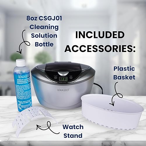 Miniatura 7 de iSonic Limpiador ultrasónico D2840 de la joyería con el concentrado CSGJ01, 110V de la solución de limpieza