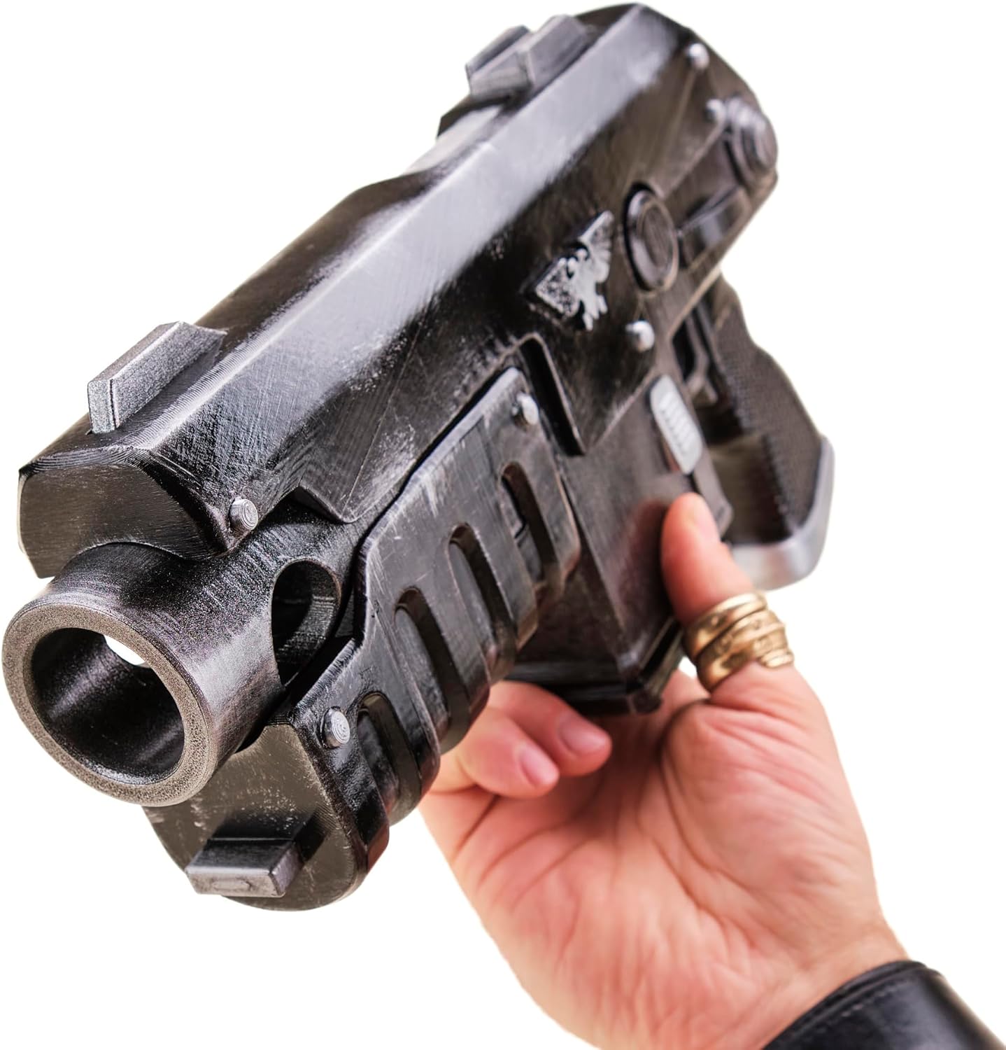 40k Special Issue Bolt Pistol Prop Replica Cosplay Bolter Handcrafted Prop Replica Stiff Plastic, Static Trigger – Prop, Not Toy