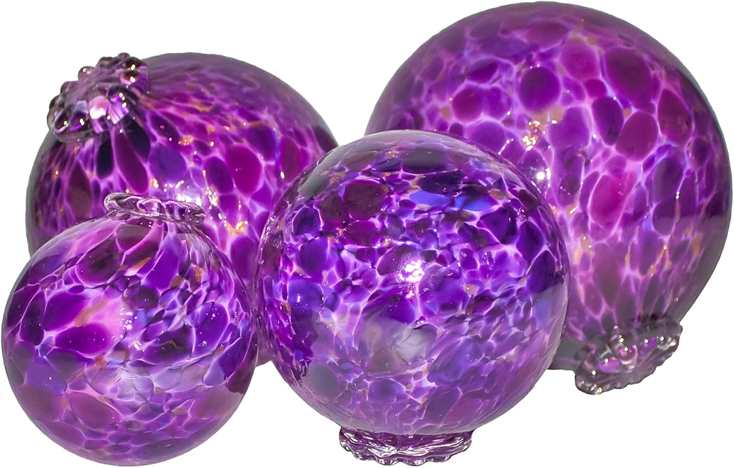 Pond Float. Handmade Blown Glass, Garden Gazing Ball, Table Centerpiece, Assorted Home and Patio Decor. Artist Dehanna Jones. Seattle, WA. (Purple Eggplant)