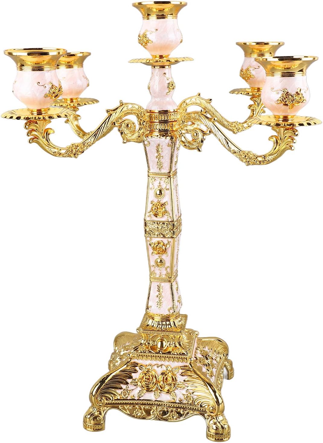 Vintage Bronze Metal Candelabra with Three Arms Elegant Candlestick Holder for Romantic Dinners & Weddings