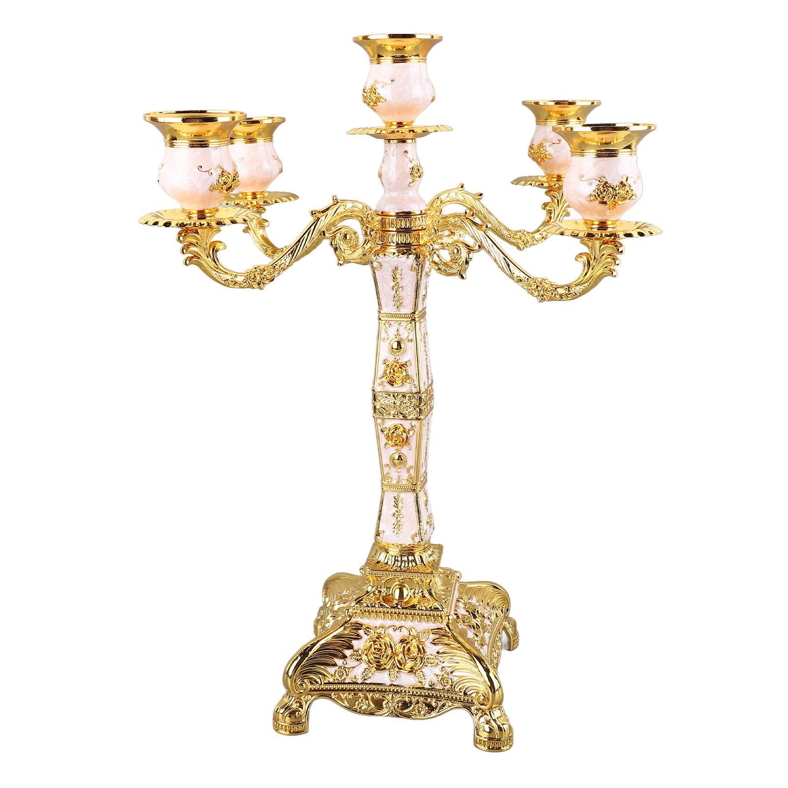 Rengue Metallkandelaber mit 3 Armen, Vintage-Kerzenhalter aus (Fünf Köpfe