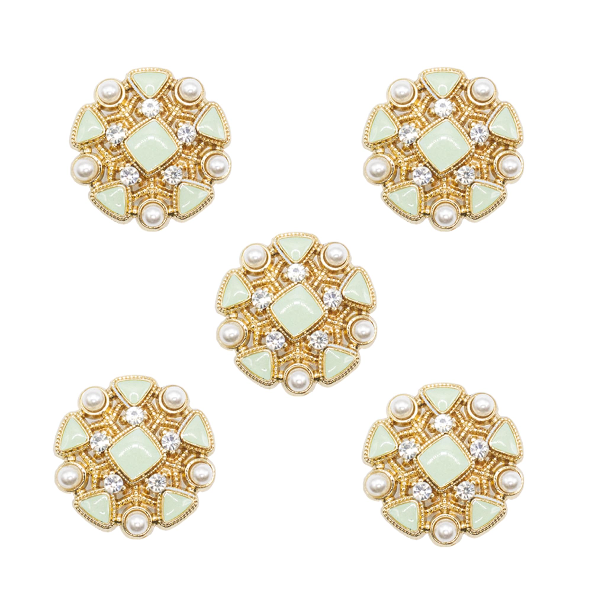 Boutons en émail vert et or d'un diamètre de 25 mm par HAND pour finitions haute couture