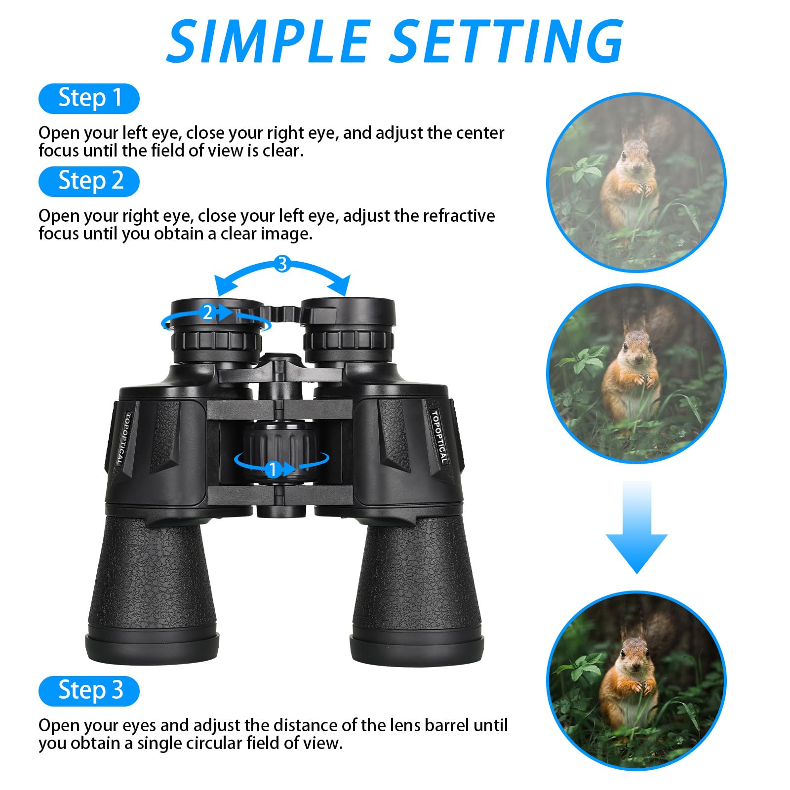 Prismáticos de alta potencia de 10 x 50 mm para adultos y adolescentes, prismáticos profesionales HD con prisma BAK4 y lente FMC, adecuados para observación de aves, caza, viajes, observación de