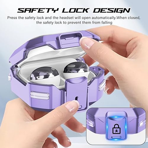 Miniatura 5 de 【Con bloqueo seguro】 Funda transparente para Samsung Galaxy Buds Fe 2023/Galaxy Buds 2 funda/Galaxy Buds Live/Galaxy Buds Pro 2 funda con llavero y