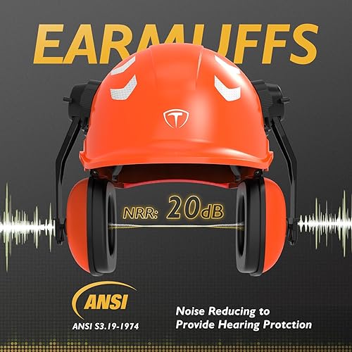 Miniatura 3 de TOOLIOM Casco de motosierra con protección para los oídos, casco de seguridad forestal con protector facial de malla y visera facial de plástico