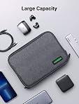 UGREEN Travel Case, Electronic Accessories Organizer Carrying Bag with Double Layer, Portable Cable Organizer for Cables, 7.9 Inch Tablet, SD Card, Power Bank Battery Charger Hard Drive Switch, Grey