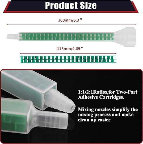 Miniatura 7 de Pistola epoxi negra de 6.8 fl oz de doble componente profesional resistente de metal para cartuchos duales 11 y 21 mezcla, aplicador de epoxi para