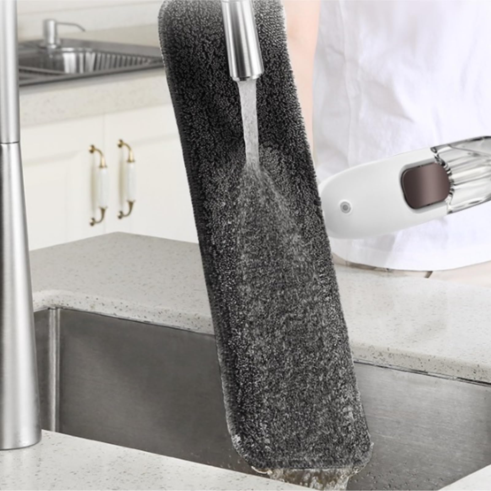 Fregona Mopa Plana con Rociador Y Fregona Reutilizable Rotación De 360° Mango Metal, Herramientas Limpieza para El Hogar Limpieza Suelo