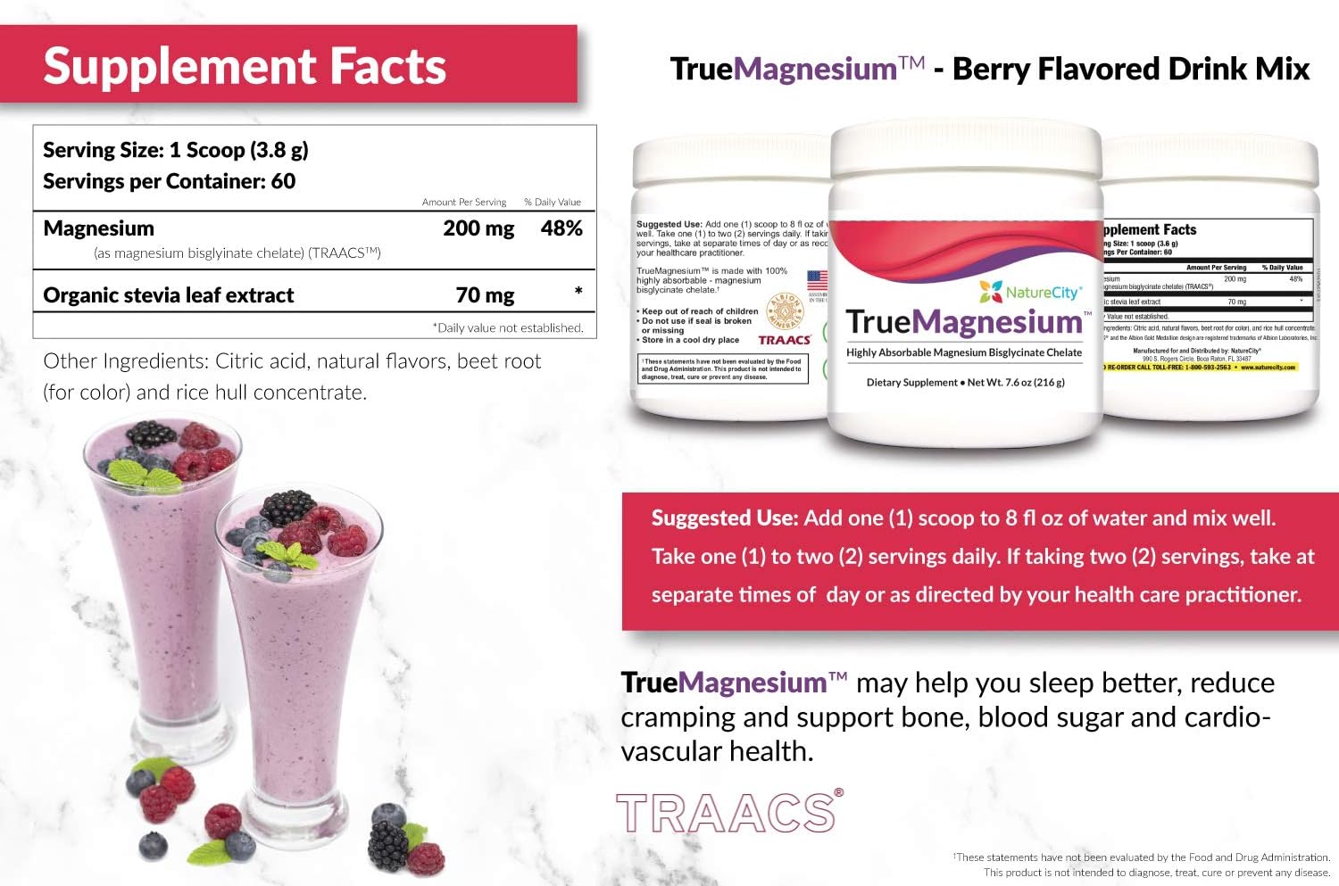 NatureCity TrueMagnesium Highly Absorbable Magnesium Bisglycinate Chelate