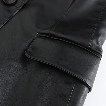 Amazon.com: Oplxuo Women Faux Leather Blazer Jackets Notch