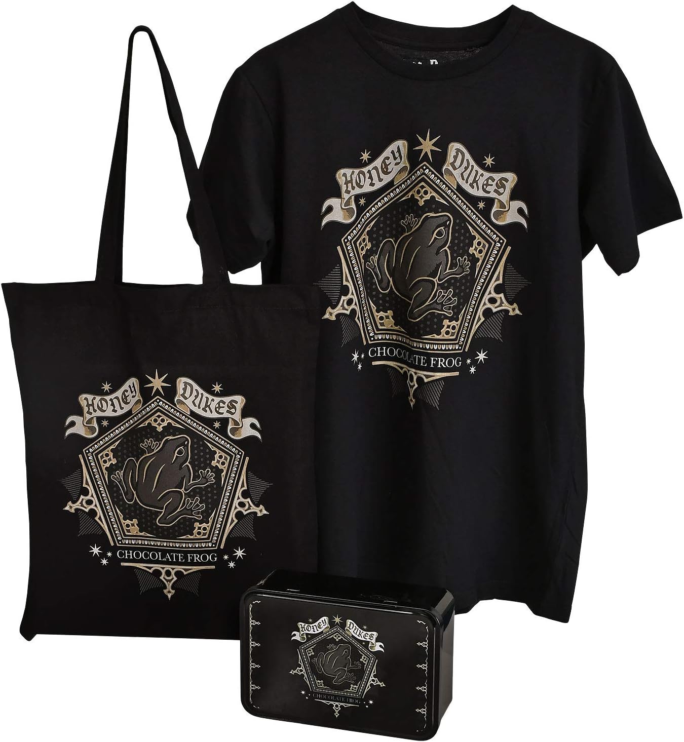 Harry Potter Gift Set Honeydukes Box Jute Bag T-Shirt for Fans Black