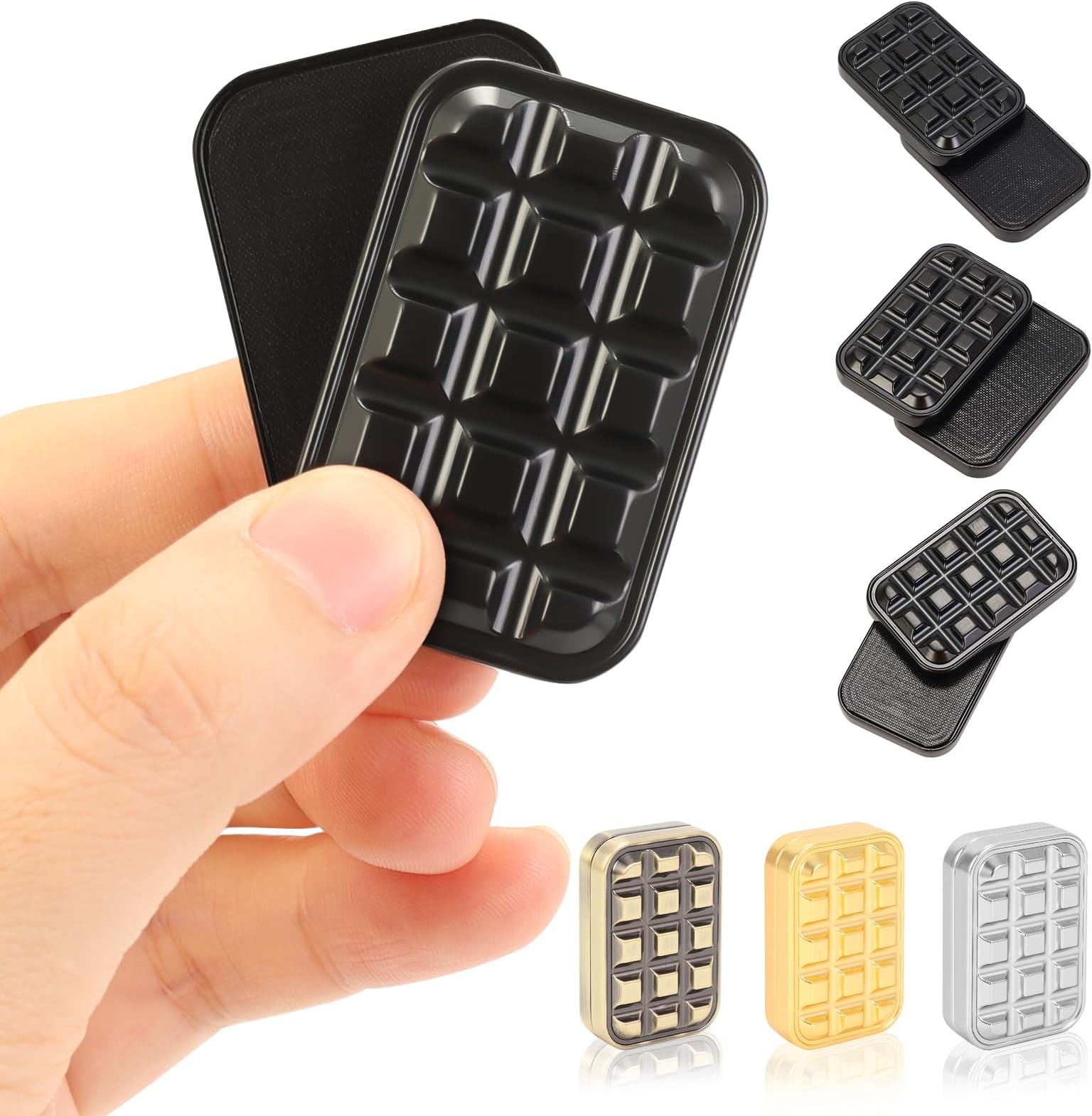 Fidget Slider for Adults - Brick Slider Metal Fidget Toys, Anxiety/ADHD/Annoy Relieving EDC Metal Fidget, Stress Reducing Toy - Gift for Adults (Black)