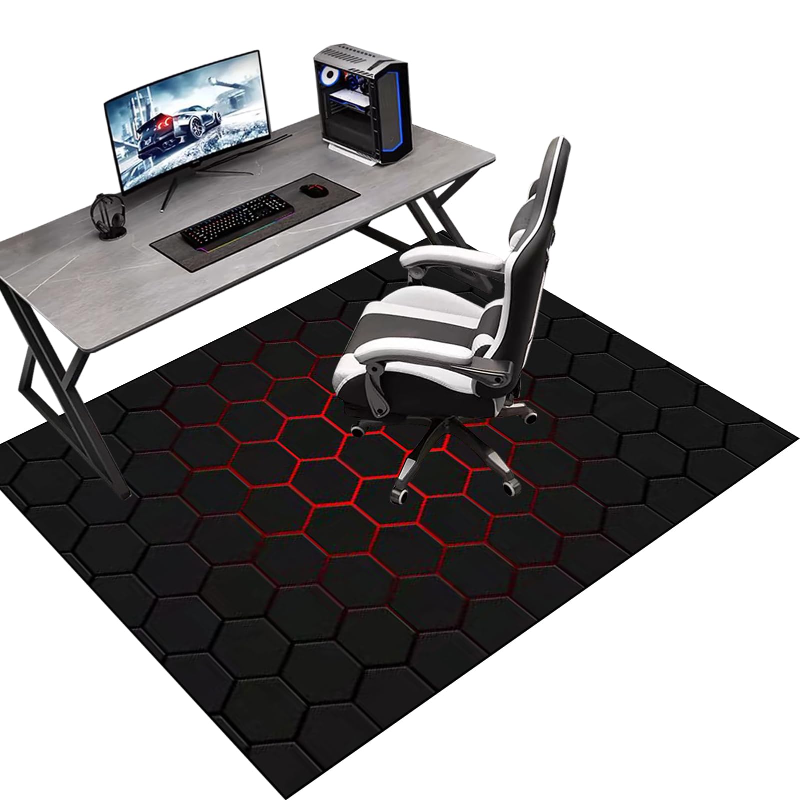 Tapis de Protection pour Chaise de Bureau, adapté aux parquets et moquettes. Glisse Facile et Confortable. Dalle de Bois 70 x 100 cm.