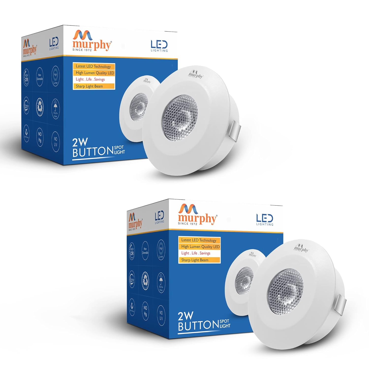 Buy Murphy 2Watts LED Round Button Spot Light, Pack of 2, Blue Online ...