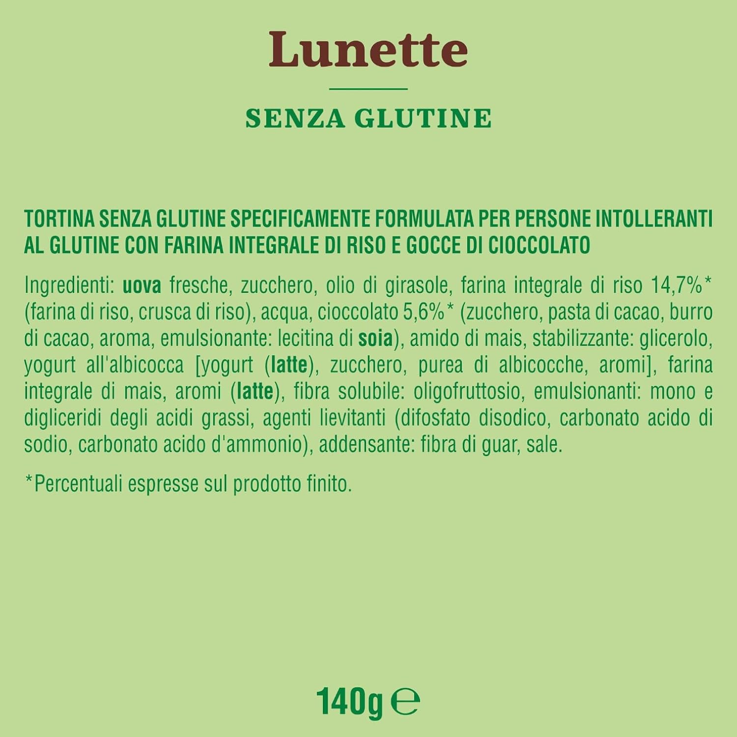 Tortine Senza Glutine con Farina Integrale di Riso e Gocce di Cioccolato, 140 g, Merendine Monoporzione Senza Olio di Palma per Colazione e Merenda, Confezione Multipla da 4/8/12 Pezzi (12 PEZZI)