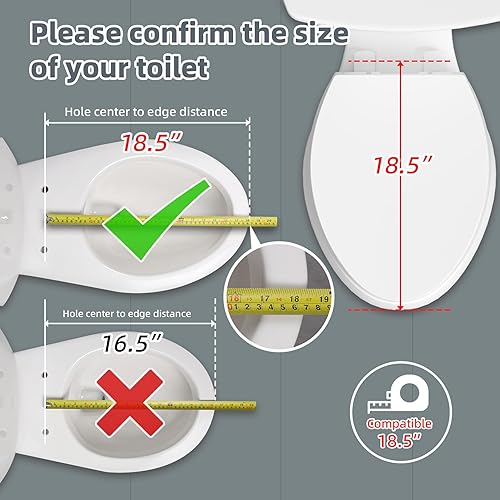 Miniatura 2 de Elevadores alargados de asiento de inodoro para personas mayores, cierre lento, asiento de inodoro elevado, resistente, nunca aflojado, cuenco