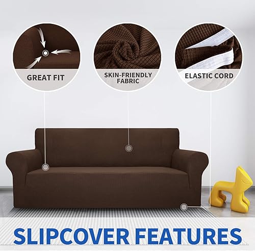 Miniatura 3 de MAXIJIN Funda elástica para sofá biplaza, 1 pieza, para sofá biplaza, funda antideslizante para sofá de 2 cojines, lavable, a prueba de perros,