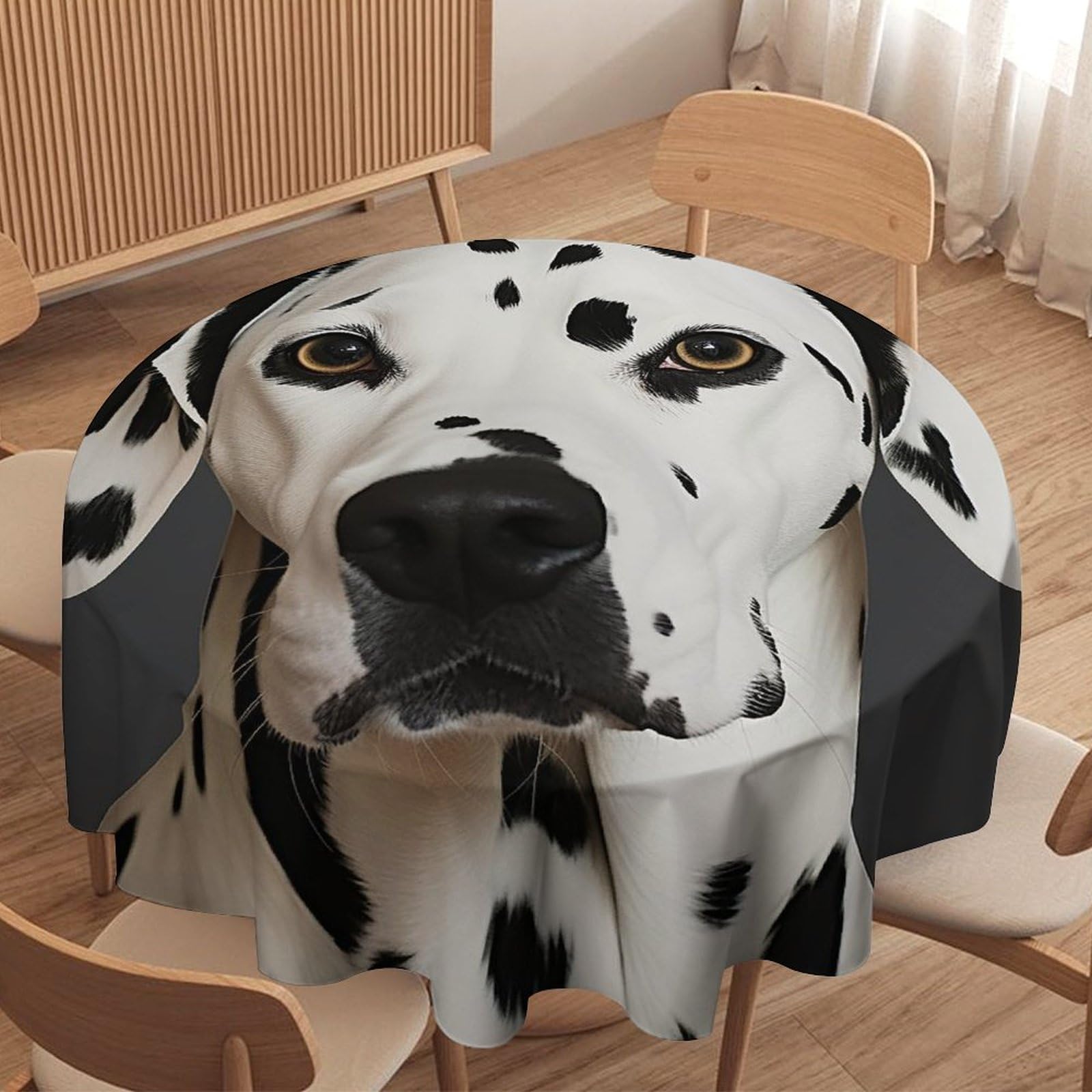 Nappe ronde imprimée dalmatien, l'élégance pour table à manger