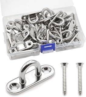 24 PCS 1.8 Inch Pad Eye, Stainless Steel Ceiling Hook Pad Eye Plate, Marine Hardware Staple Hook Loop with Screws
