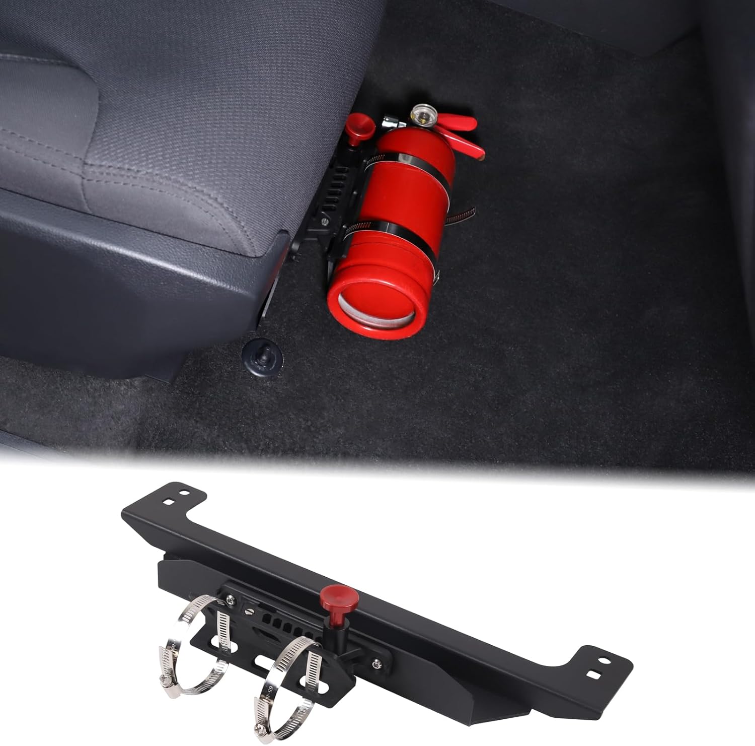 Aunginsy Under Seat Quick Release Roll Bar Fire Extinguisher Mount Bracket Compatible with Toyota Tundra 2022-2024 2025 Car Adjustable Fire Extinguisher Bottle Tie Bracket Billet Aluminum Accessories