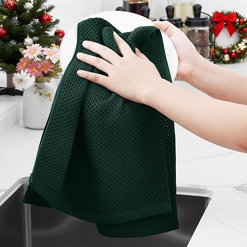 Miniatura 44 de Homaxy Trapos de cocina de 100% algodón, tejido de punto gofre, ultrasuaves, absorbentes y de secado rápido, 12 x 12 pulgadas, paquete de 6, arándano