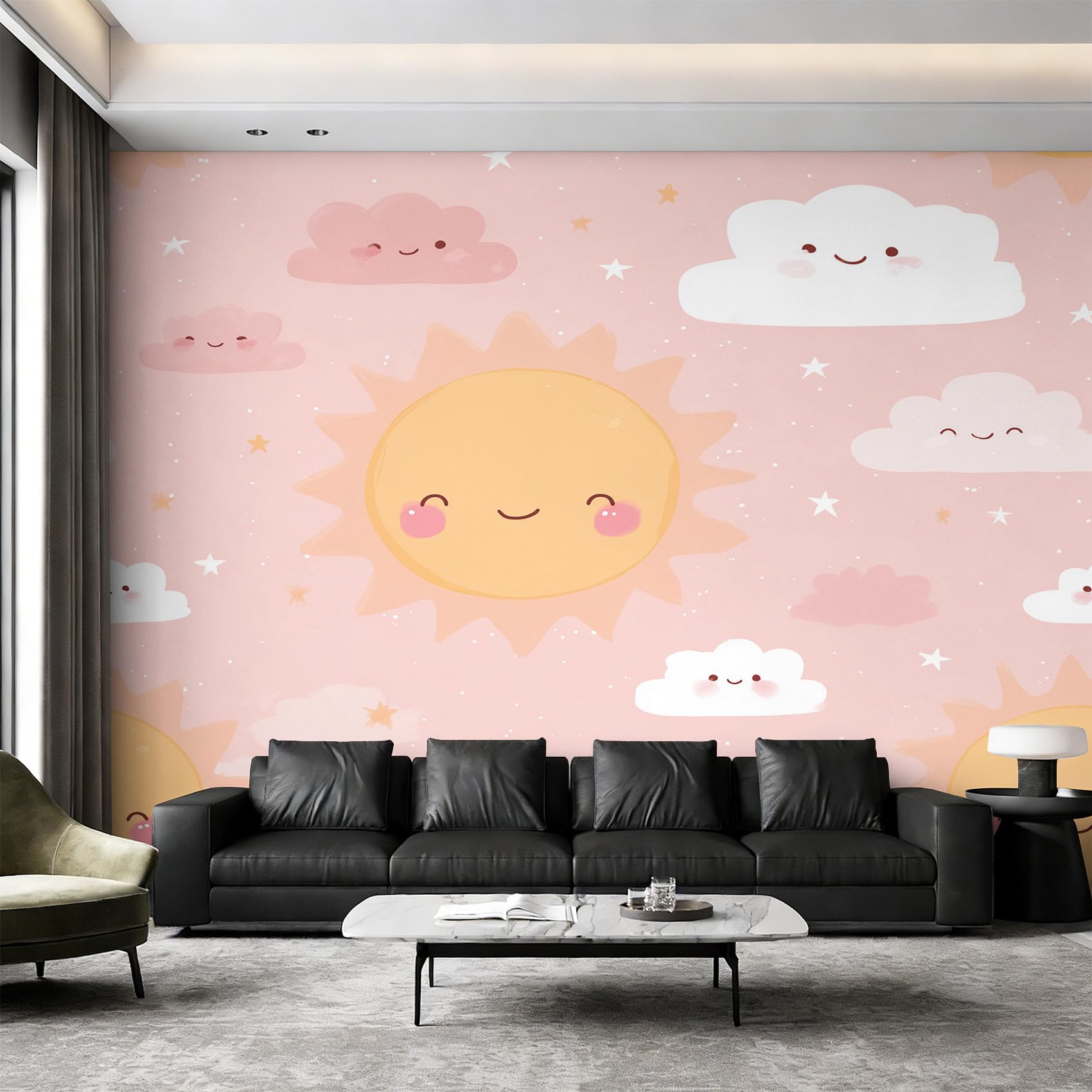 Papier peint nuage et soleil pour créer un cocon de douceur dans le salon ou la chambre