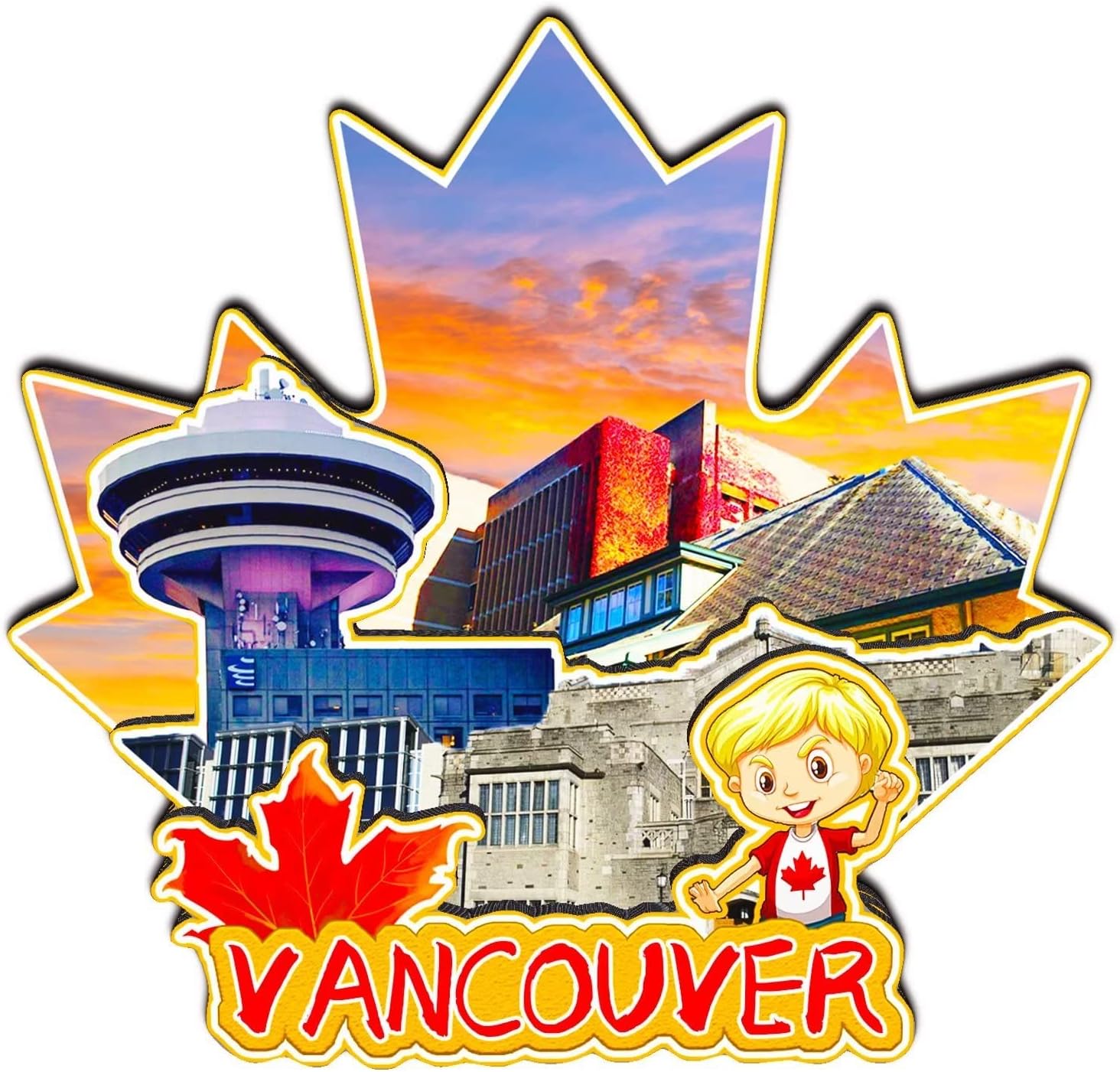 Vancouver Canada Fridge Magnet 3D Classic Wooden Refrigerator Magnets Landmark Handmade Craft Travel Souvenir Gift Collection Decoration -2119