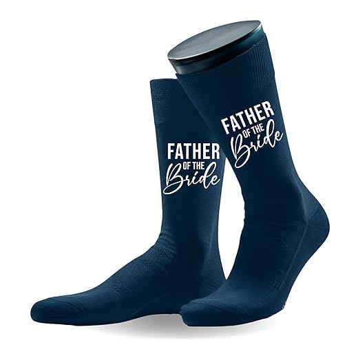 There Forever Studio Father of the Groom - Father of the Bride Socks. Men Wedding Day Gift. Dress Socks From Son or Daughter. (Father of the Bride, Navy)