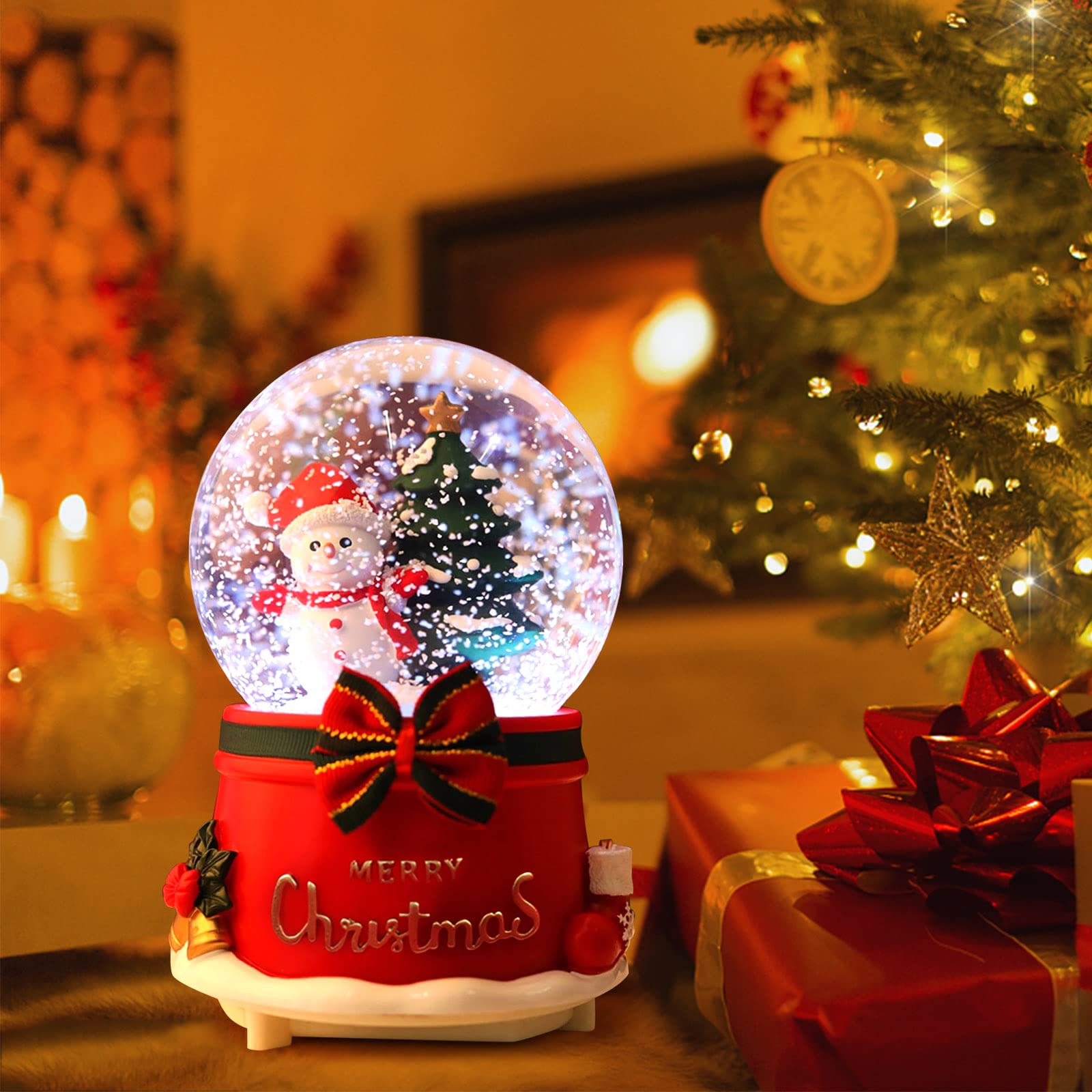 Hileyu Globo di Neve Musicale di Natale Creativo Carillon di Babbo Natale Bagliore di Fiocchi di Neve Regalo di Compleanno per Bambini Decorazione Natalizia