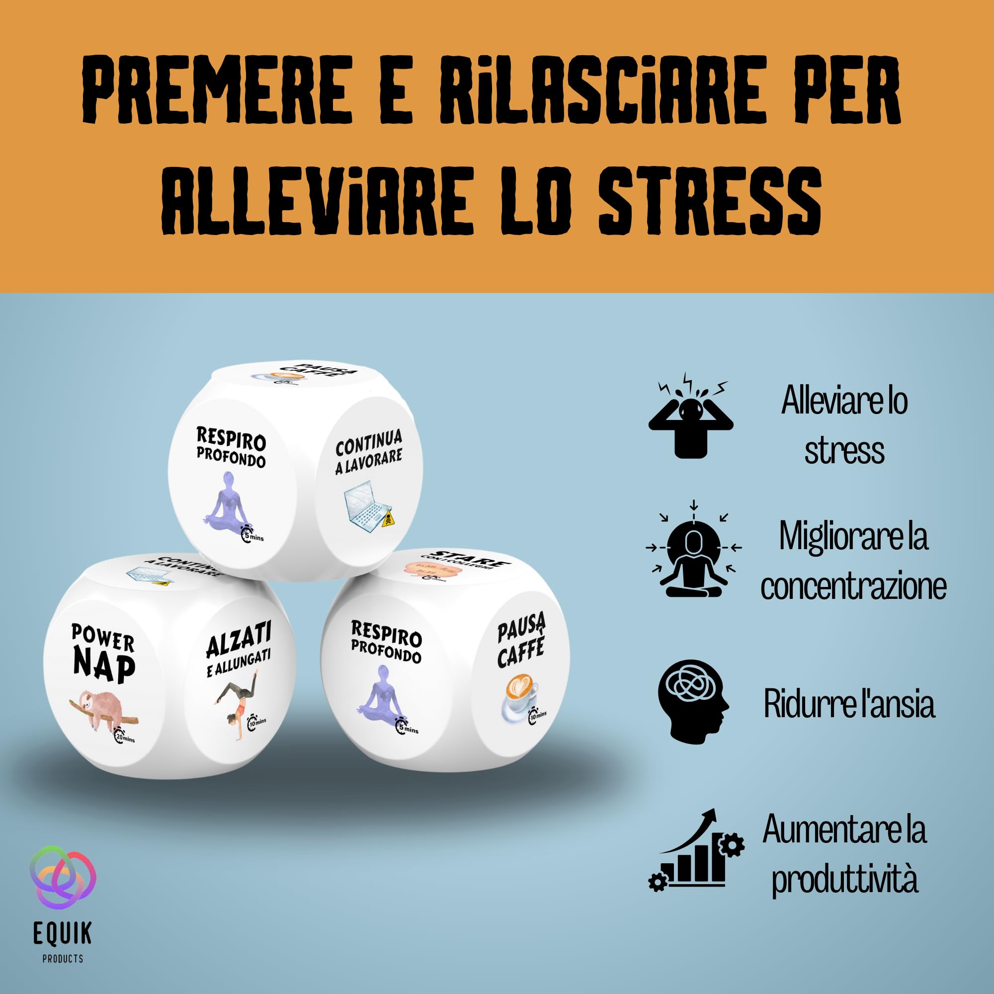 Cube Anti Stress Multifonction - Balle Antistress Et Dé à Actions Pour Bureau
