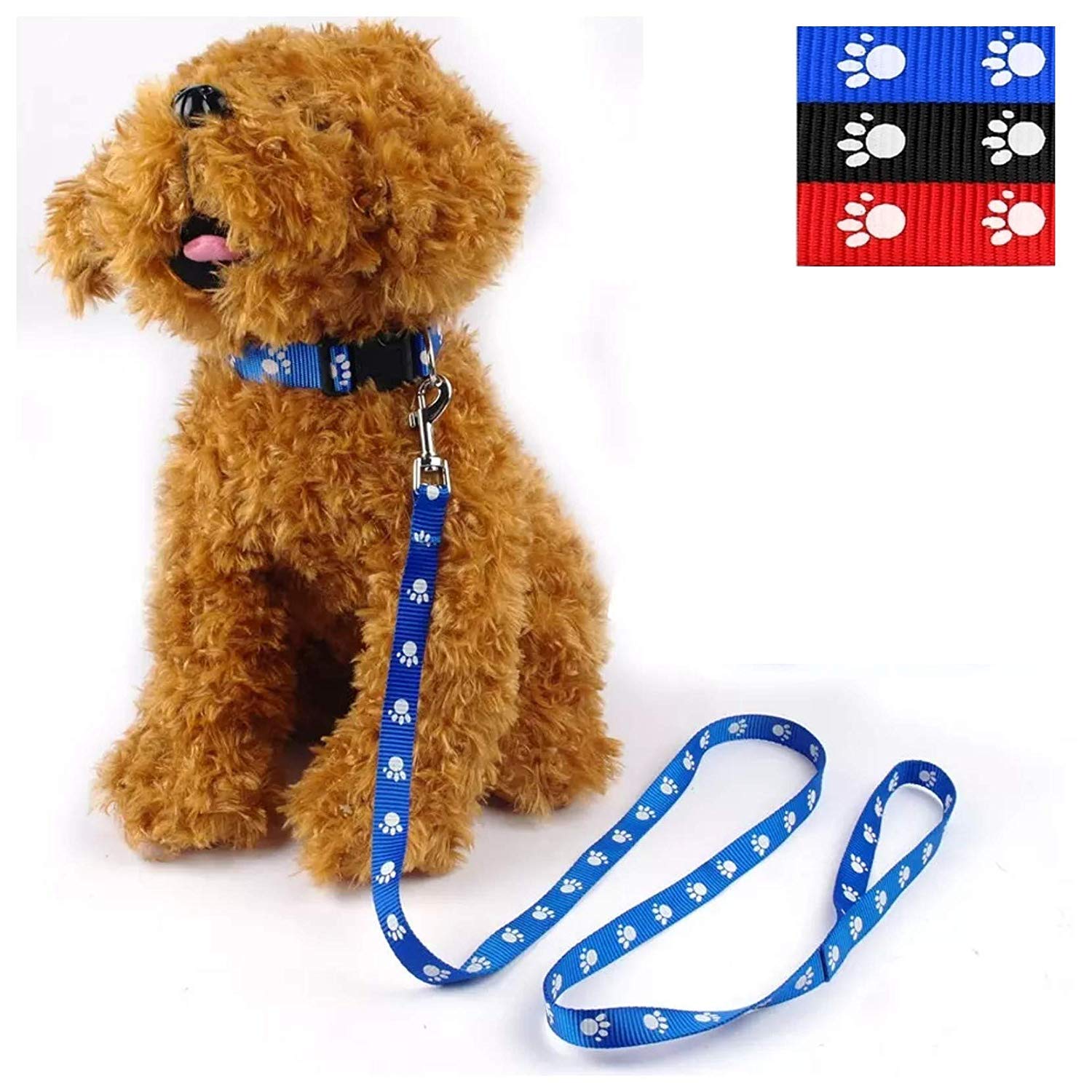 Pet Believe 15 mm Paw Print Nylon Puppy Collar Harness & Leash Set for Small & Medium Dogs (Color May Vary) - Harness + Leash (Paw Print) (B0878XNJ9G) Amazon Price History, Amazon Price Tracker