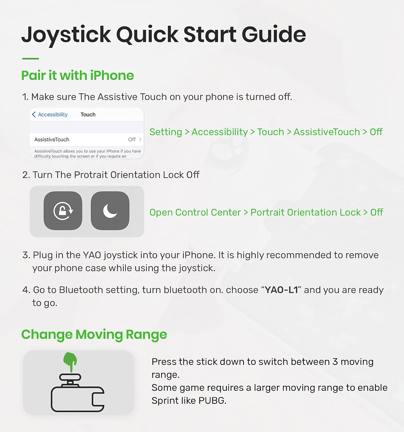 IFYOO Yao L1 PRO Mobile Game Controller Joystick for iPhone (iOS 13.4 or Later, For iOS Mobile Games), Gaming Gamepad Compatible with PUBGG Mobile, Call of Duty Mobile(CODM), Wild Rift, Genshin Impact : Video Games